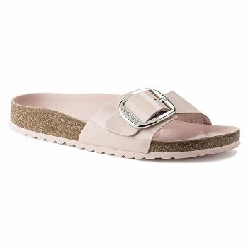 Dámské Madrid Birkenstock Big Přezkou High Shine Natural Lakovaná Læder Růžové | CZ 411KOR